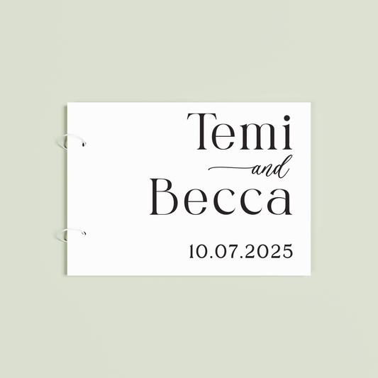 Amour personalised guest book, black text on white acrylic | Saint Sauvant Auckland NZ