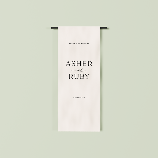 Deauville fabric welcome sign in white 1.5m | Saint Sauvant Auckland NZ