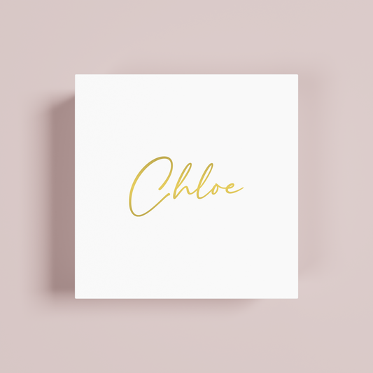 Blush personalised gift box, gold text on white acrylic | Saint Sauvant Auckland NZ
