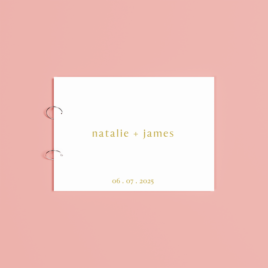 Luna personalised guest book, gold text on white acrylic | Saint Sauvant Auckland NZ