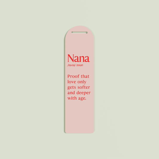 Lavande acrylic bookmark with red text on blush acrylic | Saint Sauvant Auckland NZ