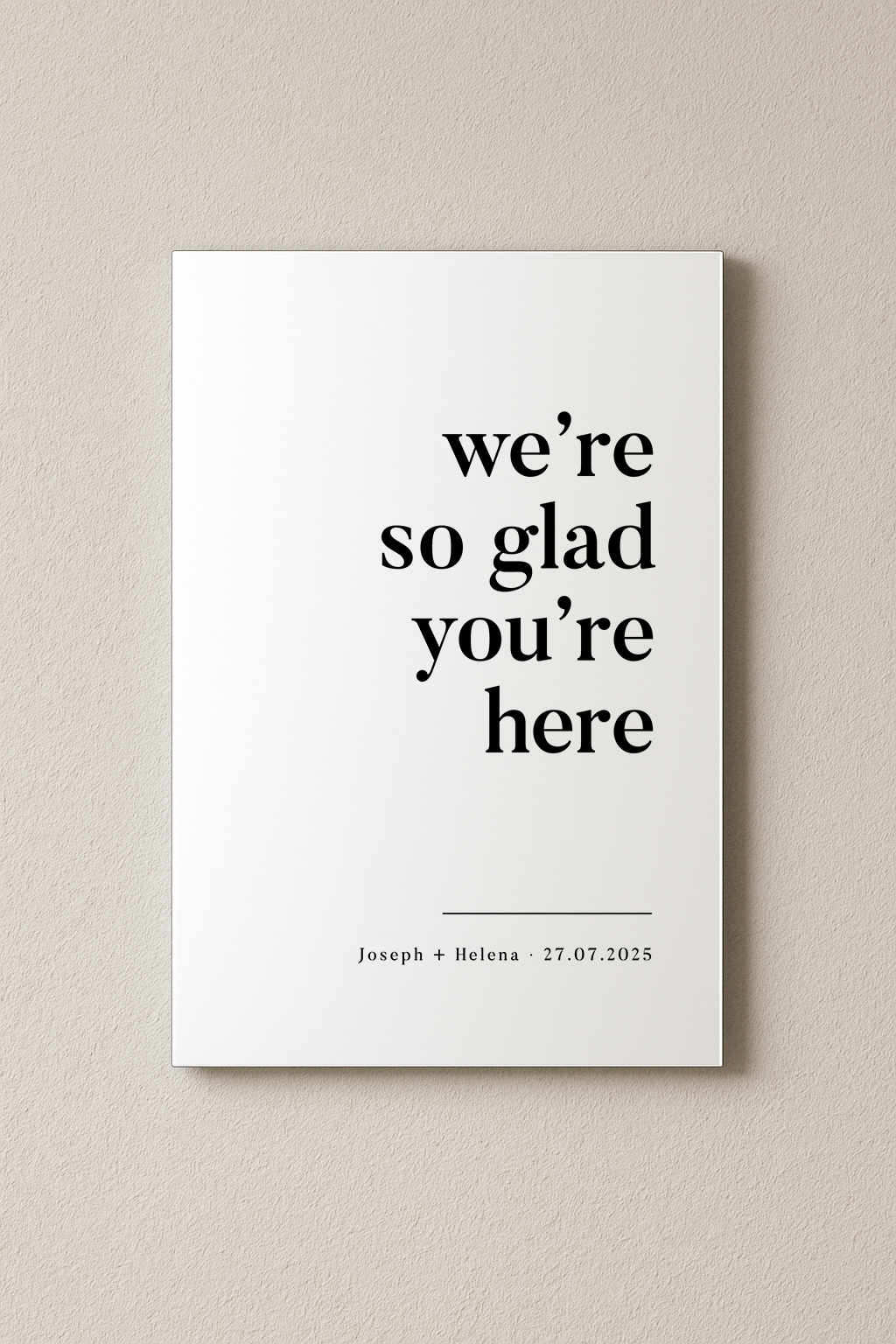 Personalised acrylic welcome sign in black and white | Saint Sauvant Auckland NZ