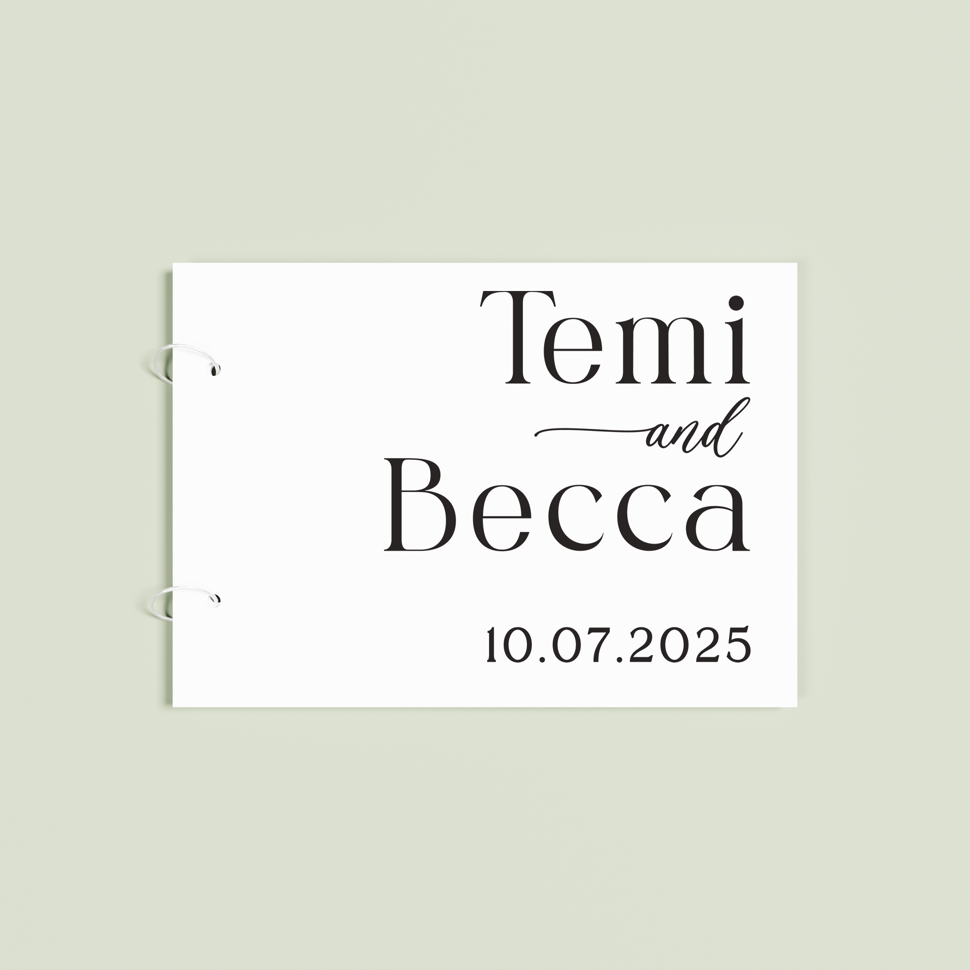 Amour personalised guest book, black text on white acrylic | Saint Sauvant Auckland NZ