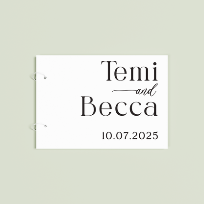 Amour personalised guest book, black text on white acrylic | Saint Sauvant Auckland NZ