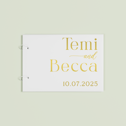 Amour personalised guest book, gold text on frosted acrylic | Saint Sauvant Auckland NZ