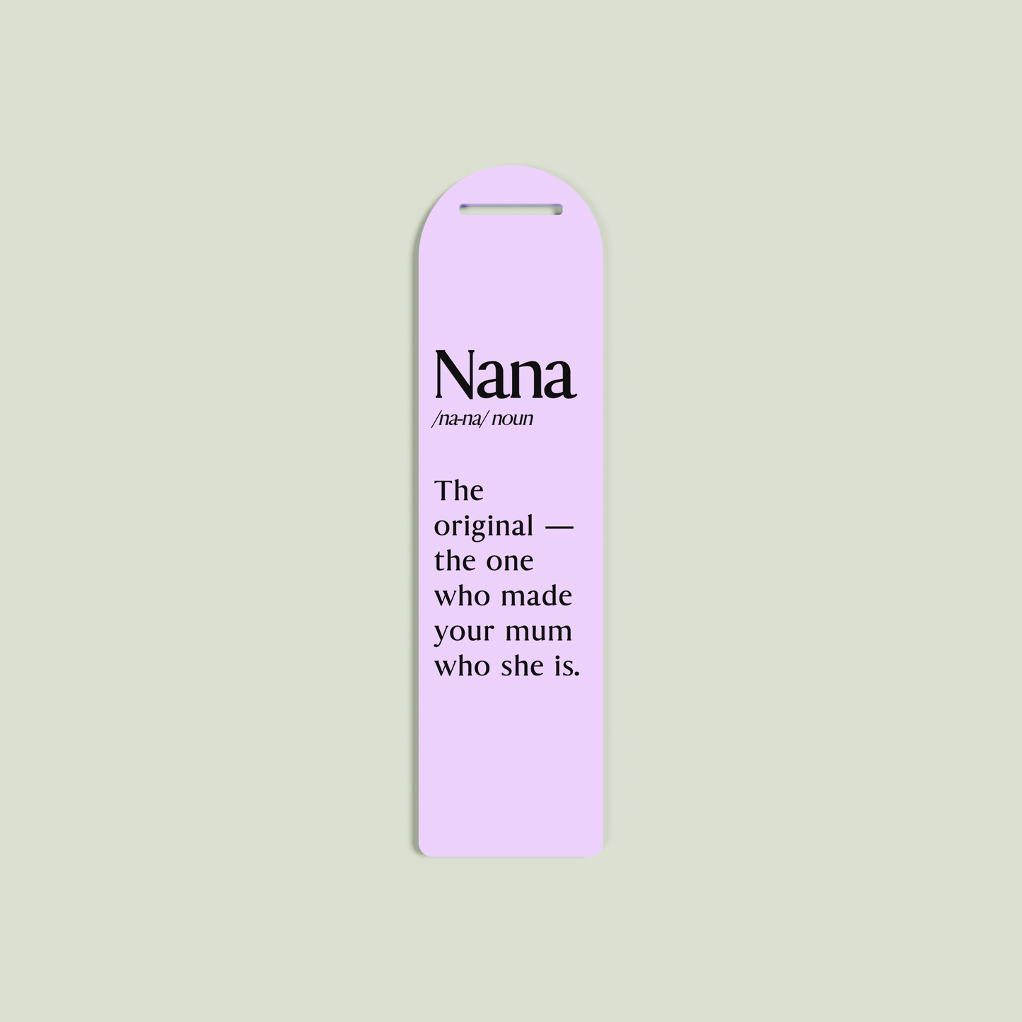 Camomilla acrylic bookmark with black text on lavender acrylic | Saint Sauvant Auckland NZ