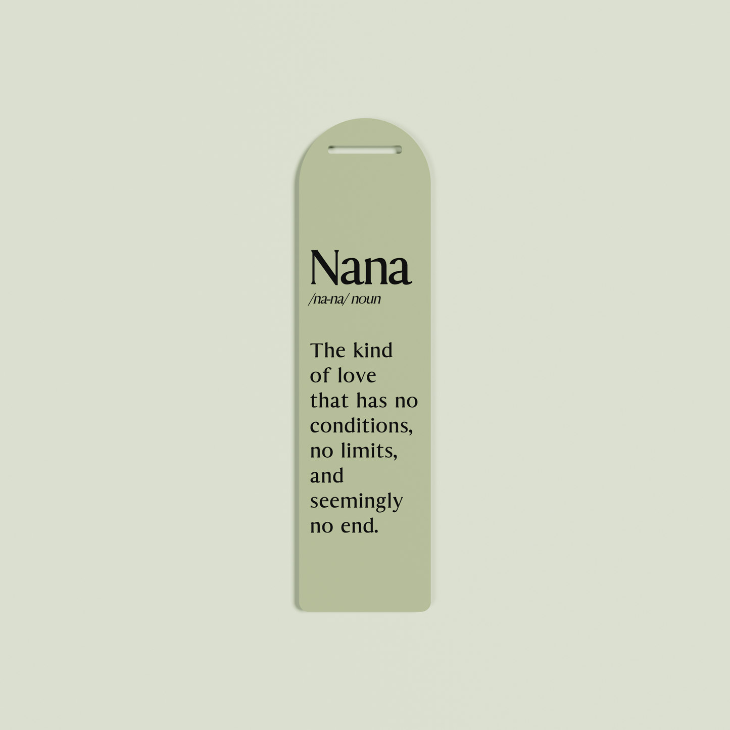 Rosmarino acrylic bookmark with black text on olive acrylic | Saint Sauvant Auckland NZ