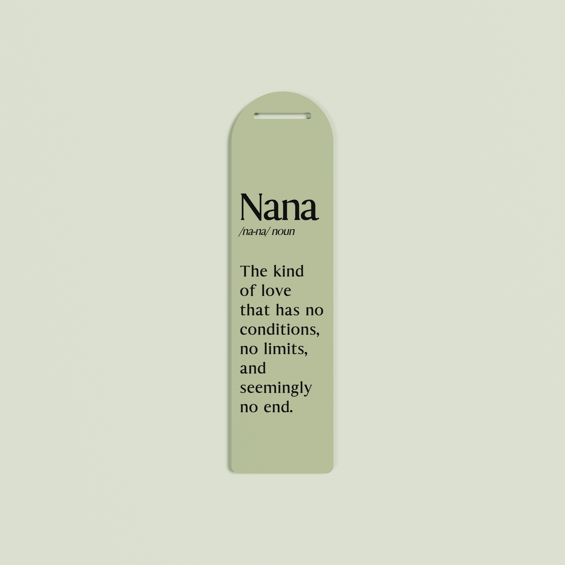 Rosmarino acrylic bookmark with black text on olive acrylic | Saint Sauvant Auckland NZ