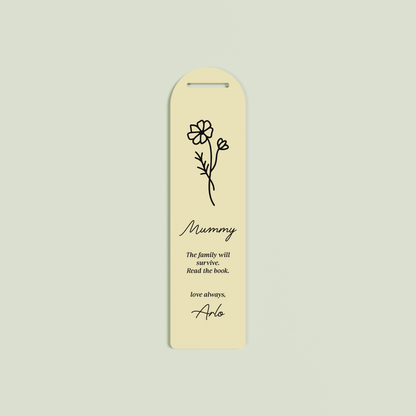 Lierre acrylic bookmark with a floral design and black text on peach acrylic | Saint Sauvant Auckland NZ
