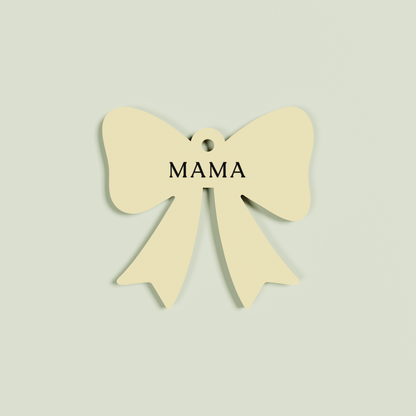 Venato acrylic bow keyring with black 'mama' text on peach acrylic | Saint Sauvant Auckland NZ