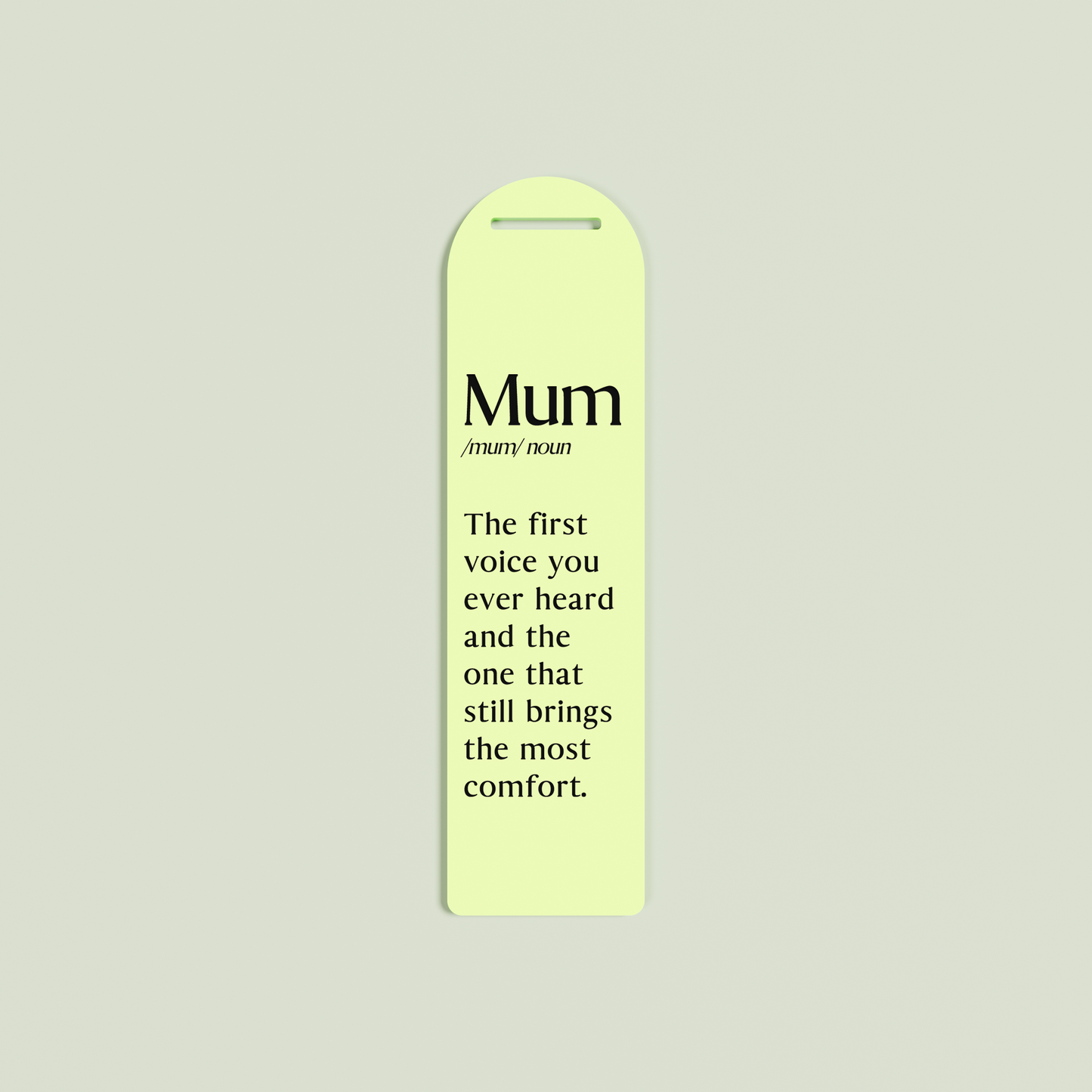 Alloro acrylic bookmark with black text on pineapple acrylic | Saint Sauvant Auckland NZ