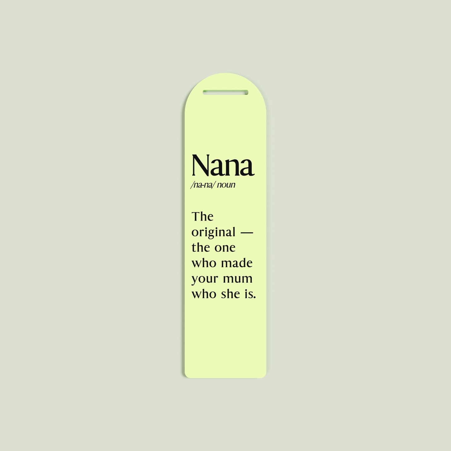 Camomilla acrylic bookmark with black text on pineapple acrylic | Saint Sauvant Auckland NZ