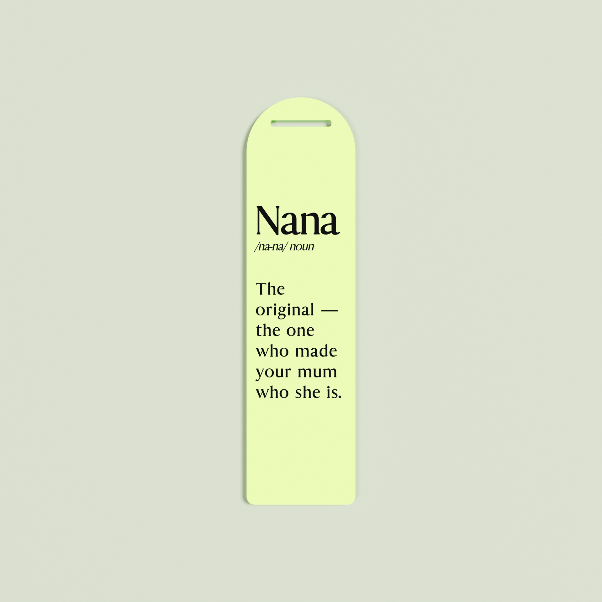 Camomilla acrylic bookmark with black text on pineapple acrylic | Saint Sauvant Auckland NZ