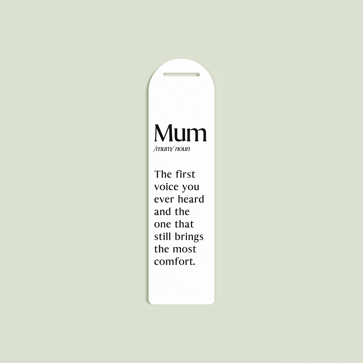 Alloro acrylic bookmark with black text on white acrylic | Saint Sauvant Auckland NZ