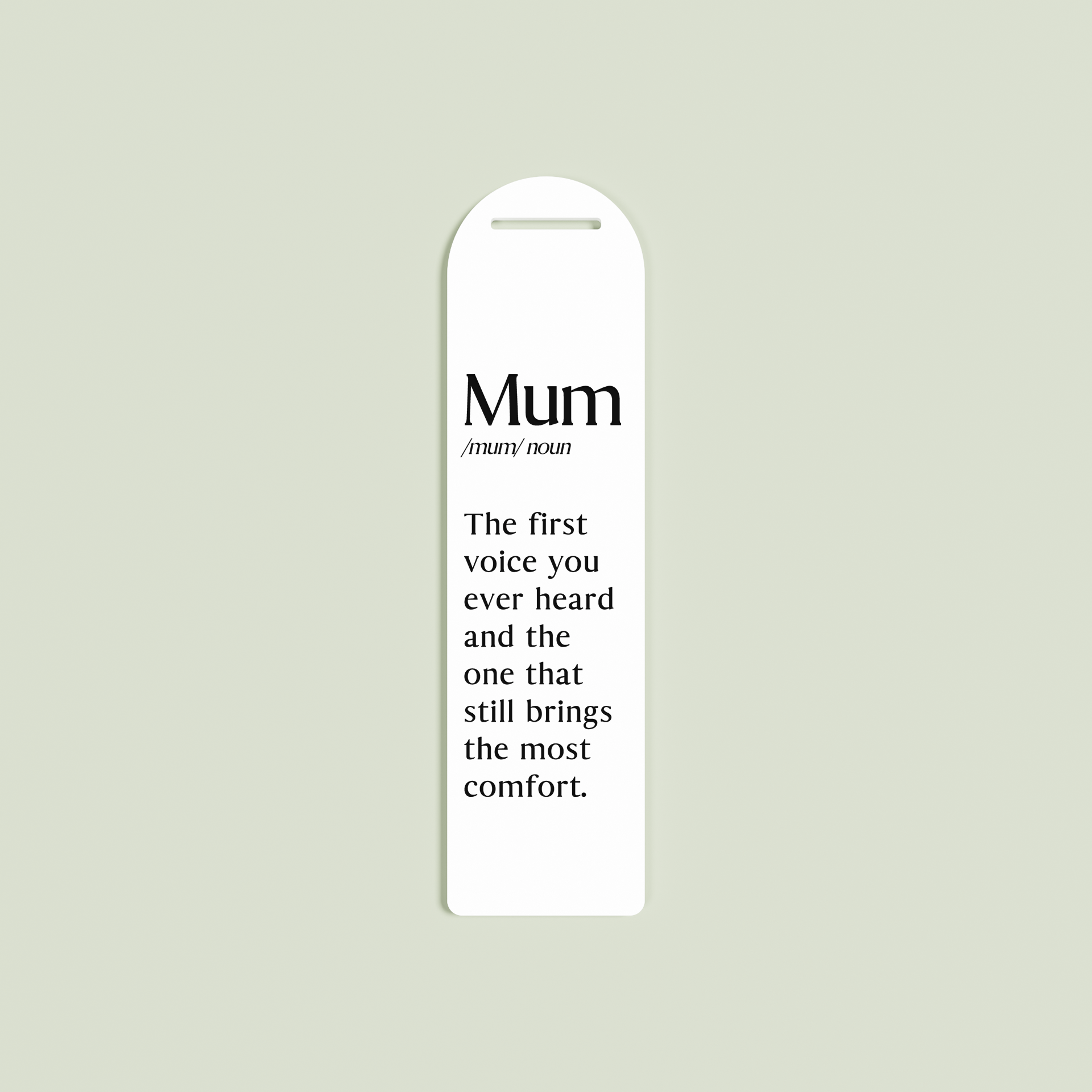 Alloro acrylic bookmark with black text on white acrylic | Saint Sauvant Auckland NZ