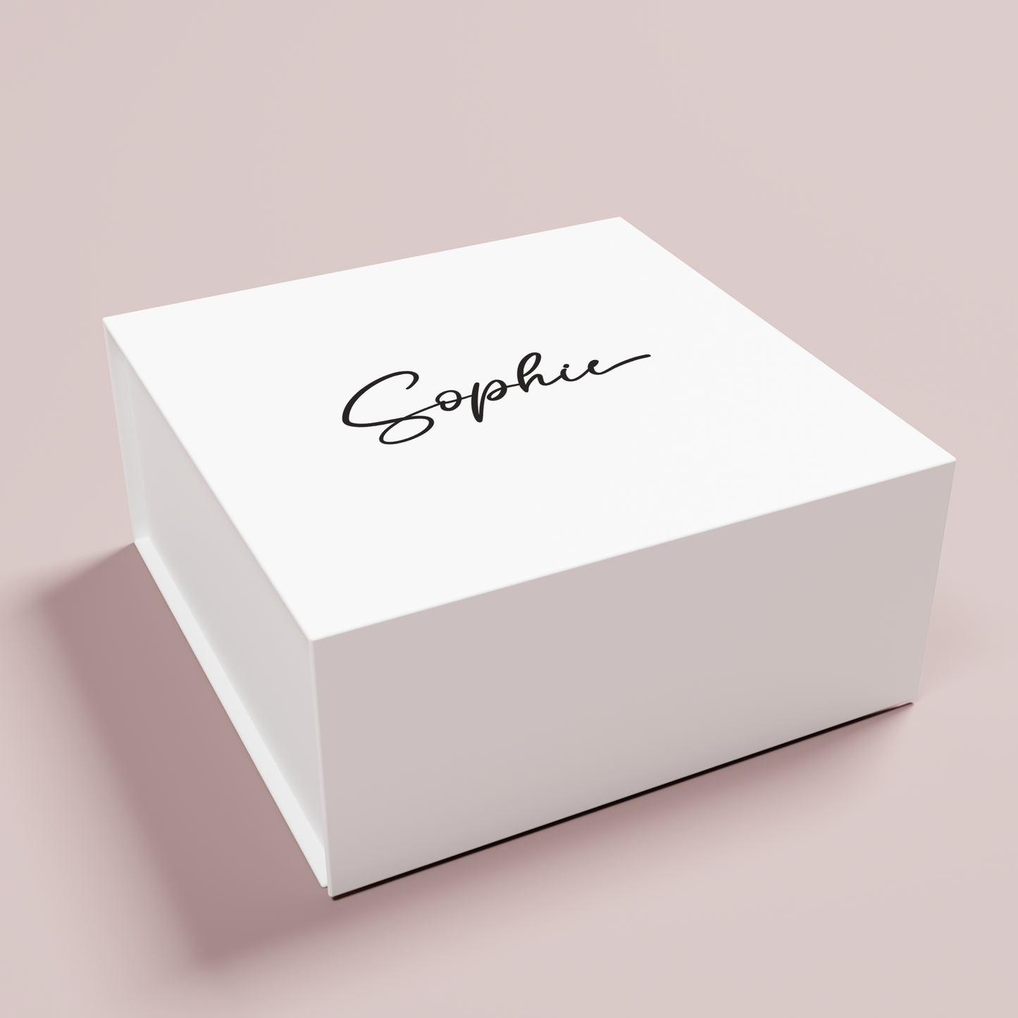 Petal personalised gift box, black text on white acrylic | Saint Sauvant Auckland NZ