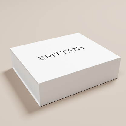 Peony personalised gift box, black text on white acrylic | Saint Sauvant Auckland NZ