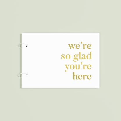 Cherie personalised guest book, gold text on white acrylic | Saint Sauvant Auckland NZ