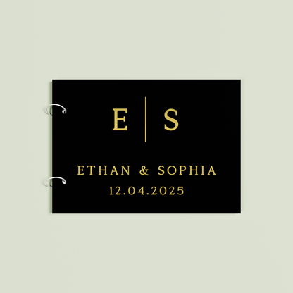 Etoile personalised guest book, gold text on black acrylic | Saint Sauvant Auckland NZ