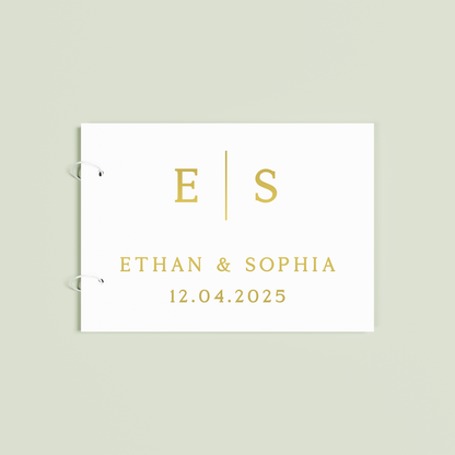 Etoile personalised guest book, gold text on white acrylic | Saint Sauvant Auckland NZ