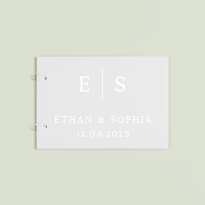 Etoile personalised guest book, white text on frosted acrylic | Saint Sauvant Auckland NZ