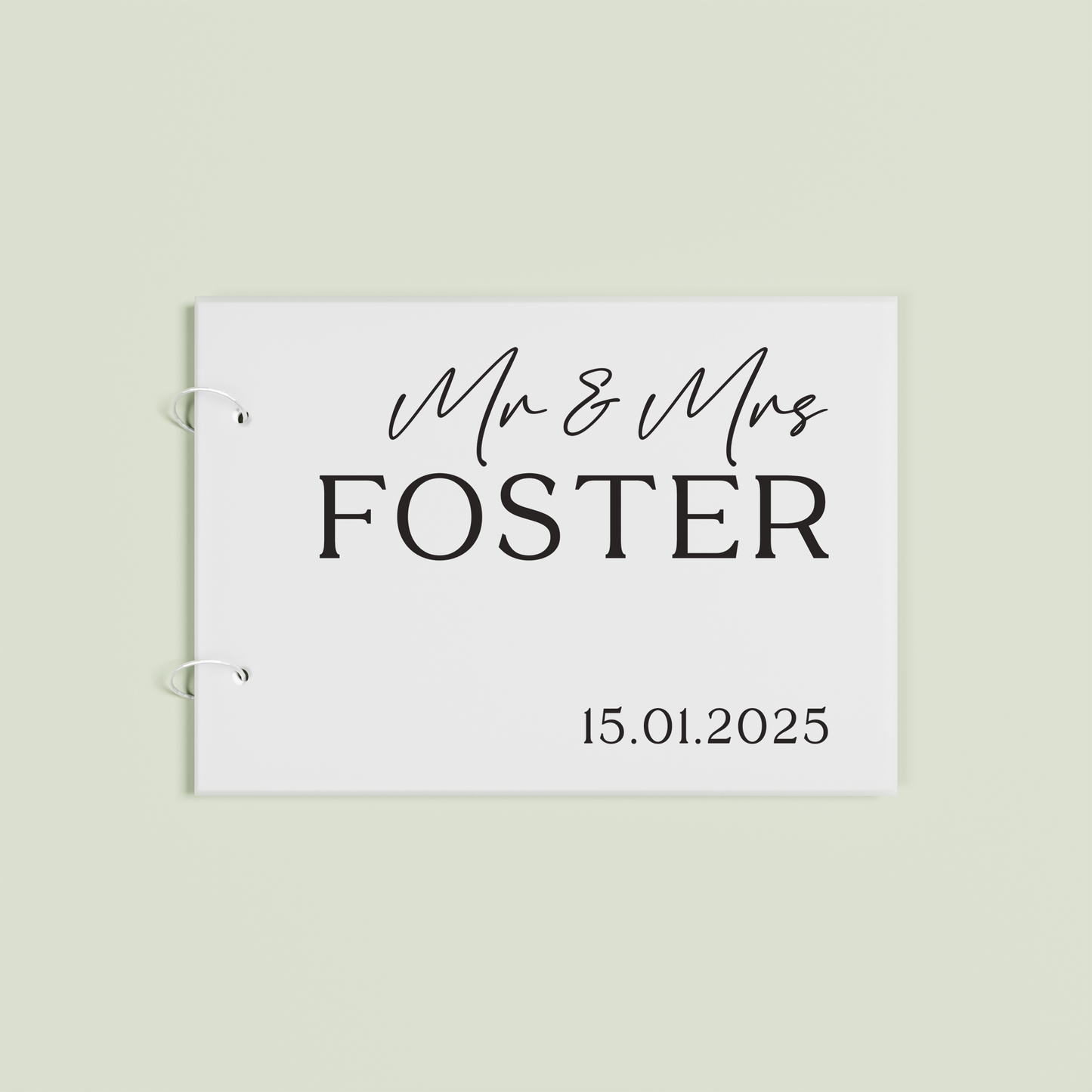 Fleur personalised guest book, black text on frosted acrylic | Saint Sauvant Auckland NZ