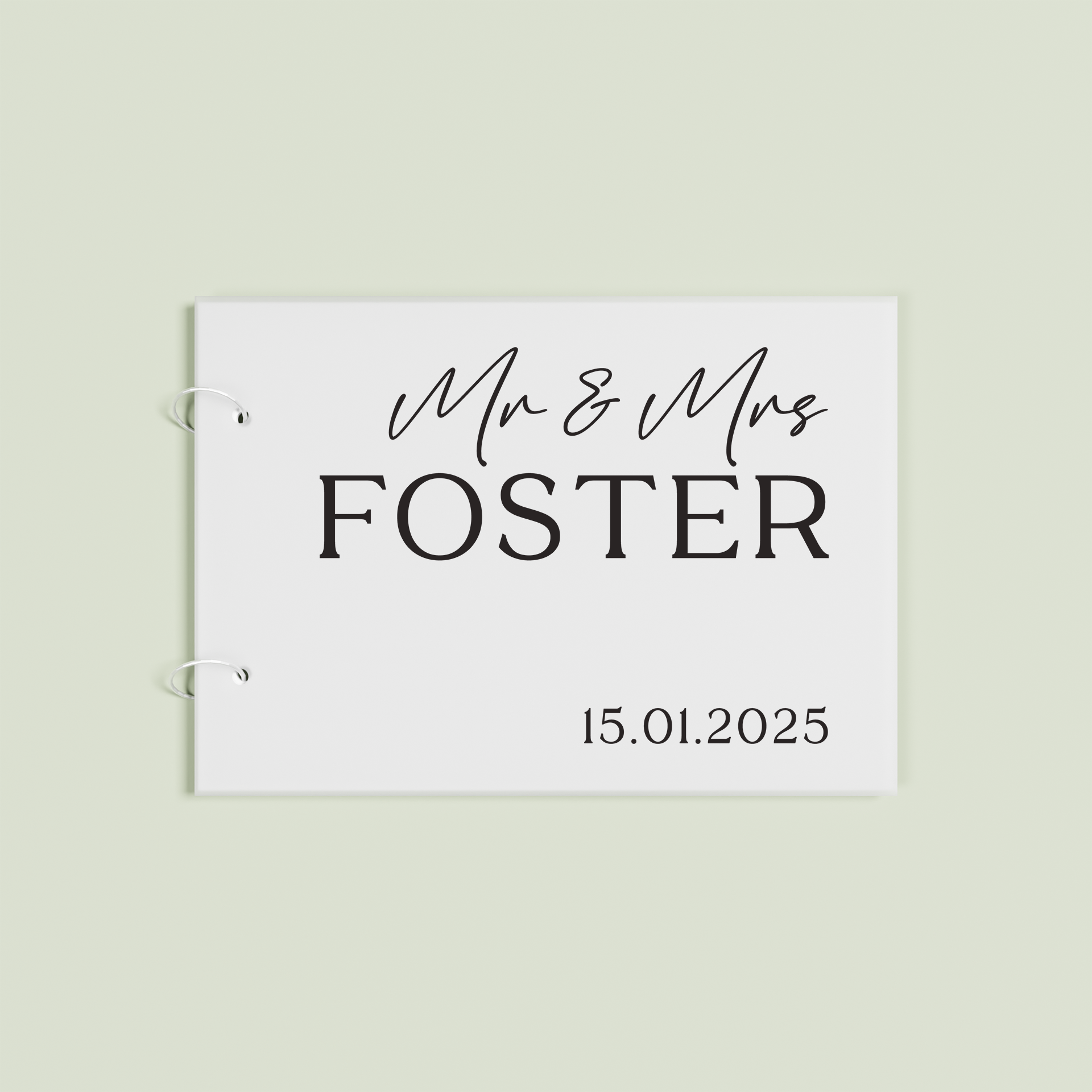 Fleur personalised guest book, black text on frosted acrylic | Saint Sauvant Auckland NZ