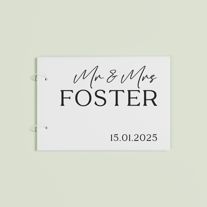 Fleur personalised guest book, black text on frosted acrylic | Saint Sauvant Auckland NZ