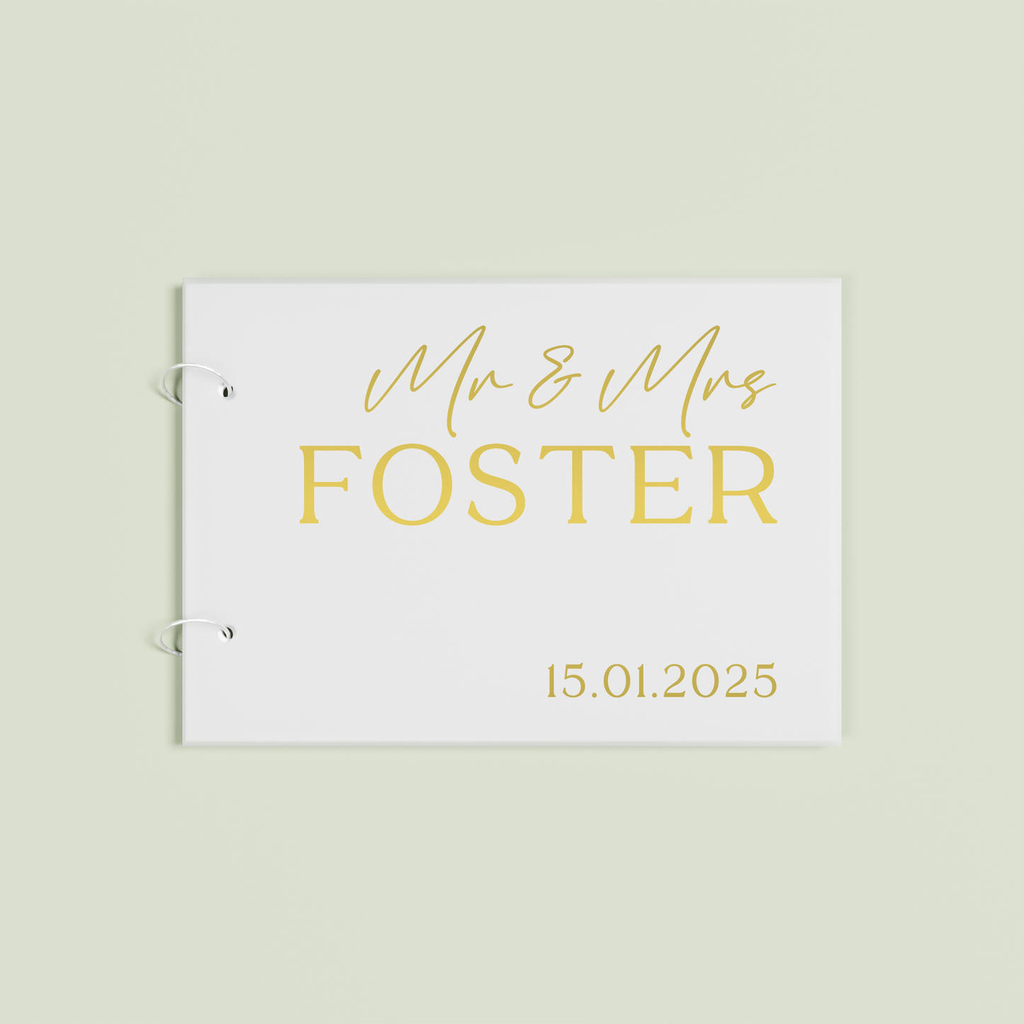 Fleur personalised guest book, gold text on frosted acrylic | Saint Sauvant Auckland NZ