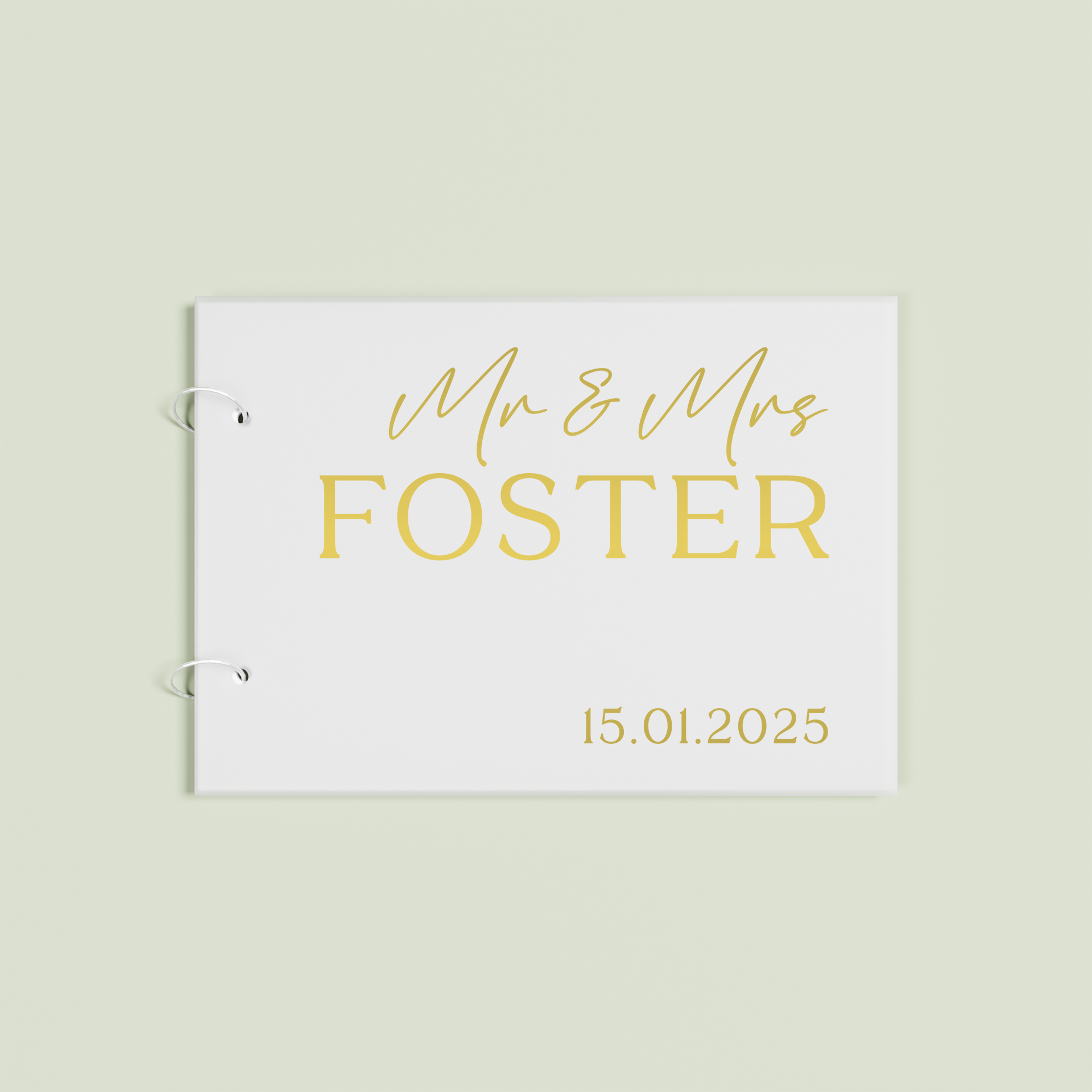 Fleur personalised guest book, gold text on frosted acrylic | Saint Sauvant Auckland NZ