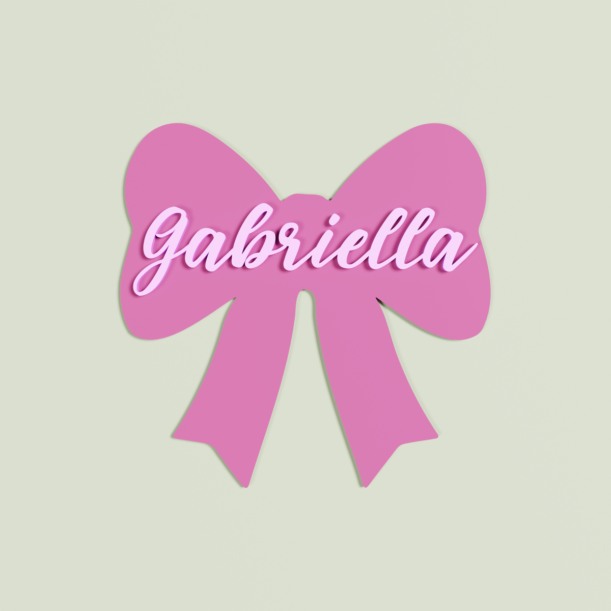 Personalised Double Layered Bubbleg gum acrylic Bow 'Gabriella' in Light Pink acrylic | Saint Sauvant Auckland NZ