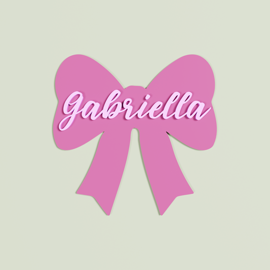 Personalised Double Layered Bubbleg gum acrylic Bow 'Gabriella' in Light Pink acrylic | Saint Sauvant Auckland NZ