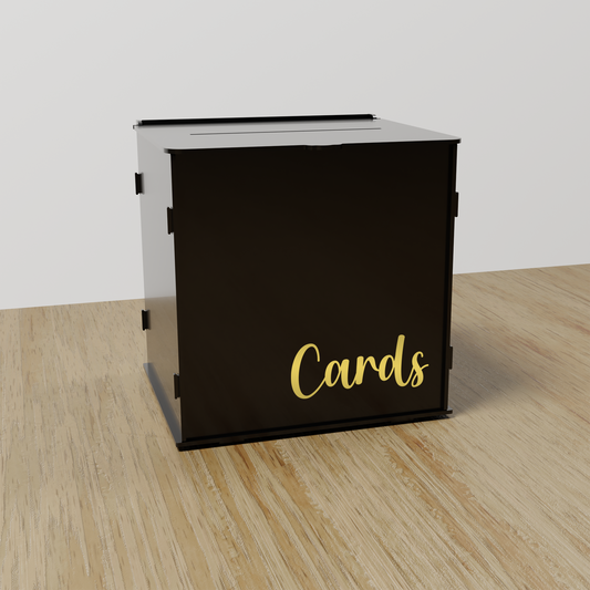 Cards acrylic wishing well, gold text on black acrylic | Saint Sauvant Auckland NZ