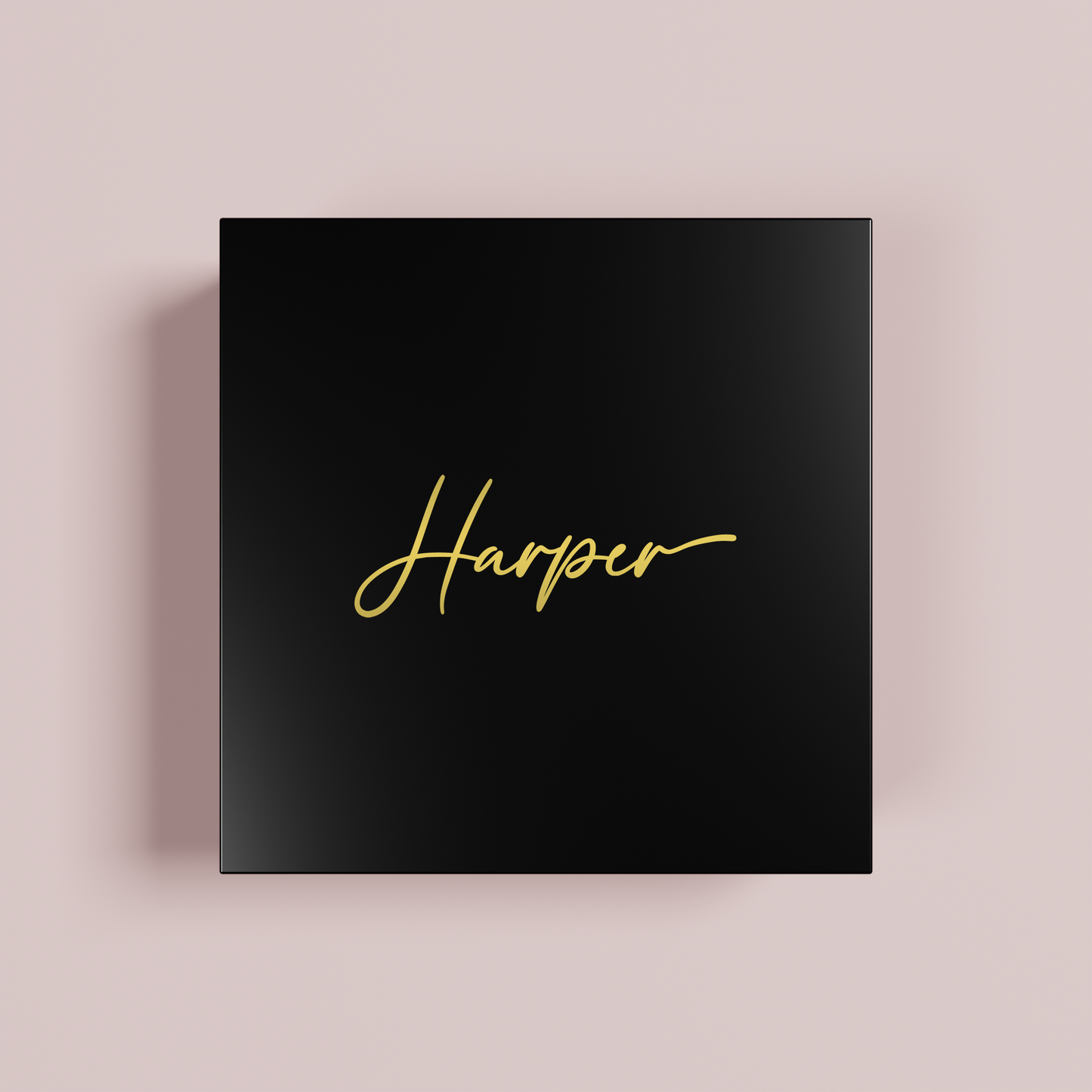 Petal personalised gift box, gold text on black acrylic | Saint Sauvant Auckland NZ