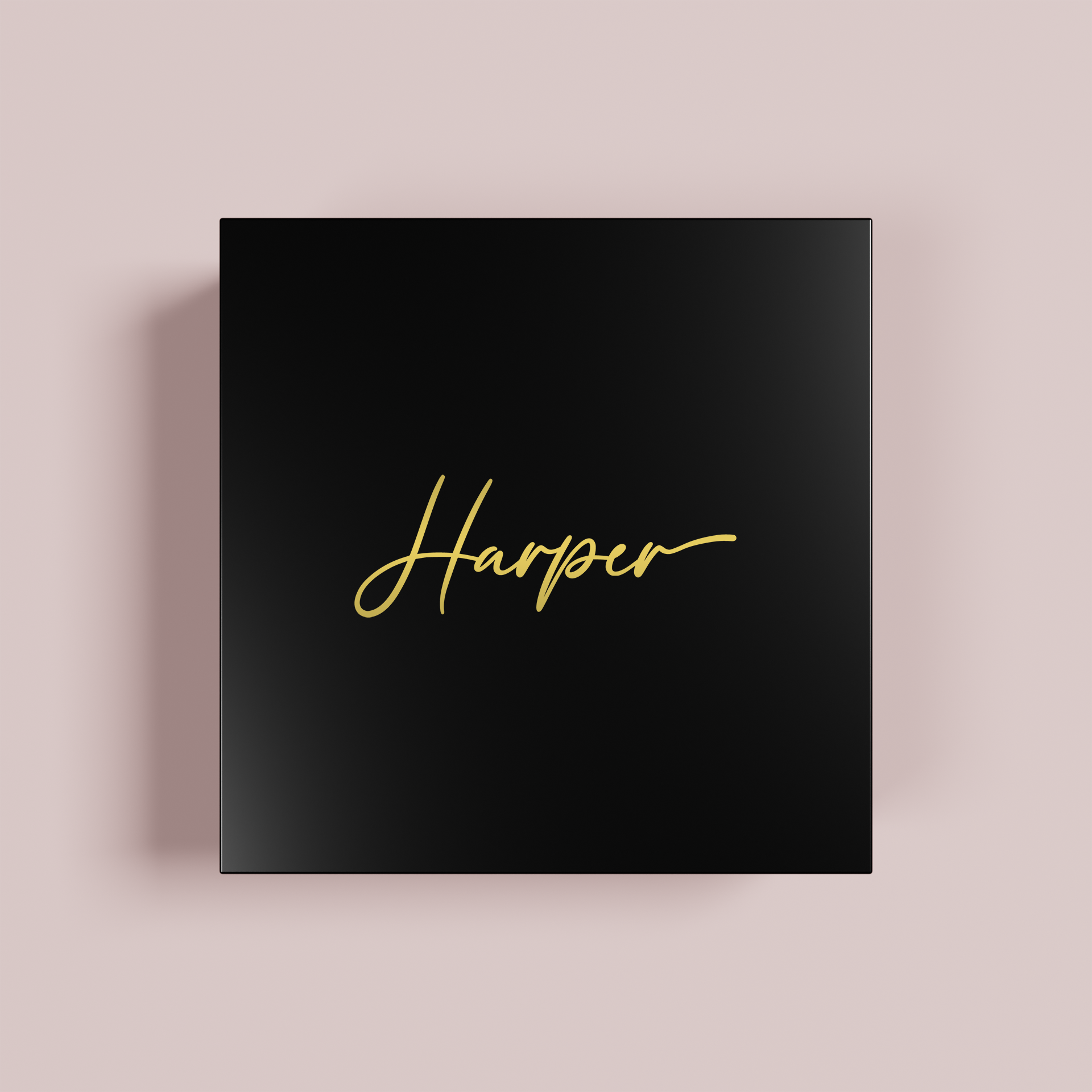 Petal personalised gift box, gold text on black acrylic | Saint Sauvant Auckland NZ