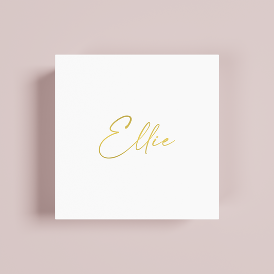 Bloom personalised gift box, gold text on white acrylic | Saint Sauvant Auckland NZ