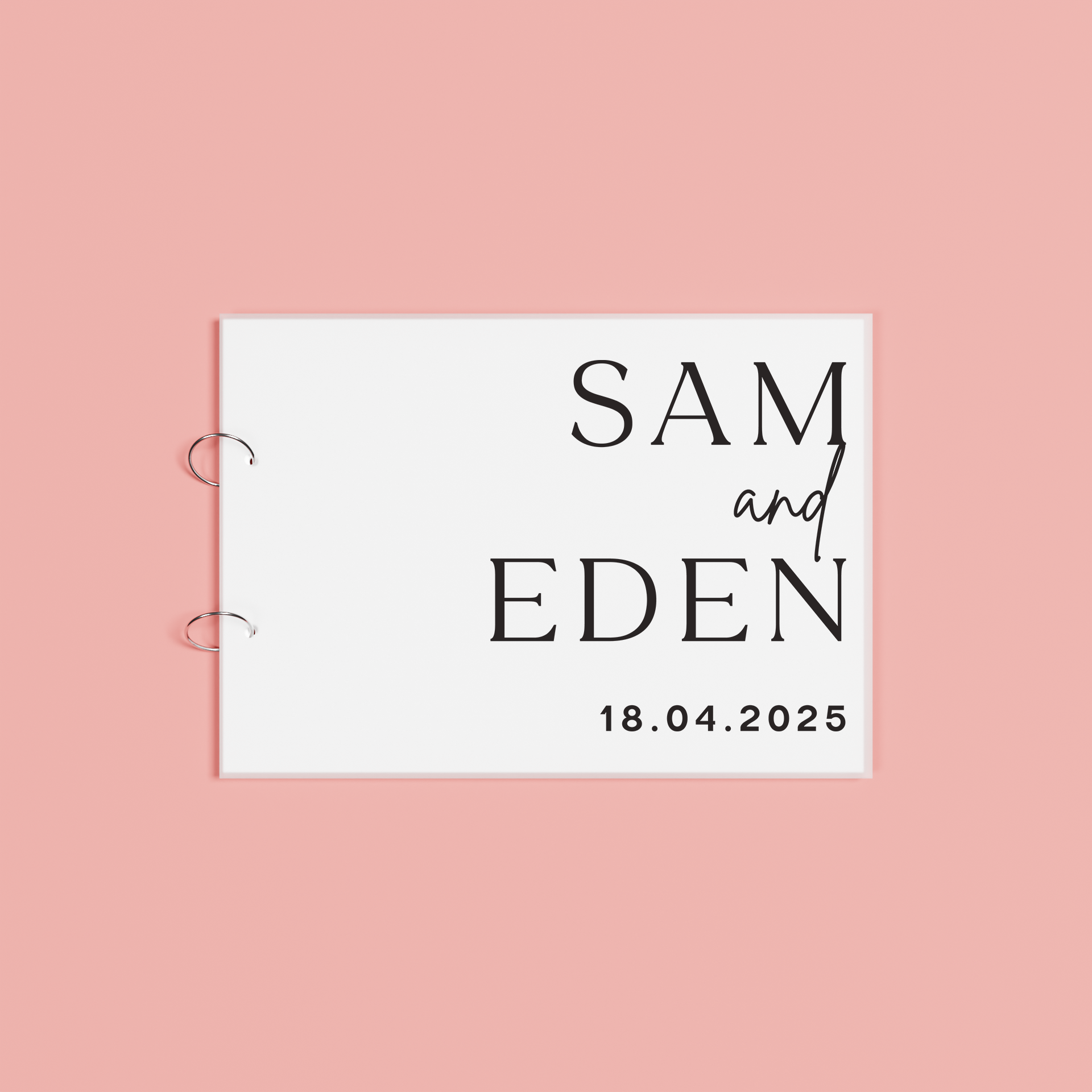 Sienna personalised guest book, black text on frosted acrylic | Saint Sauvant Auckland NZ