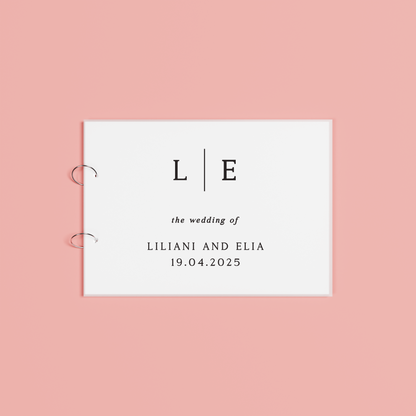 Nova personalised guest book, black text on frosted acrylic | Saint Sauvant Auckland NZ