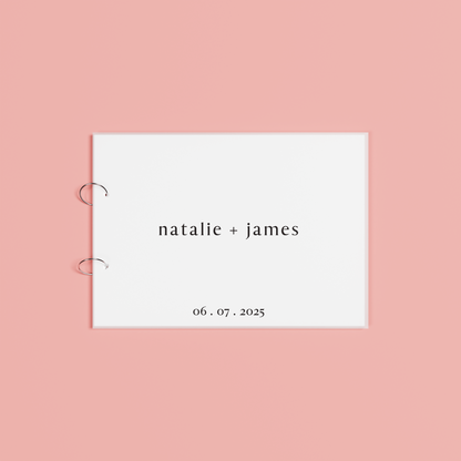 Luna personalised guest book, black text on frosted acrylic | Saint Sauvant Auckland NZ