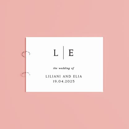 Nova personalised guest book, black text on white acrylic | Saint Sauvant Auckland NZ