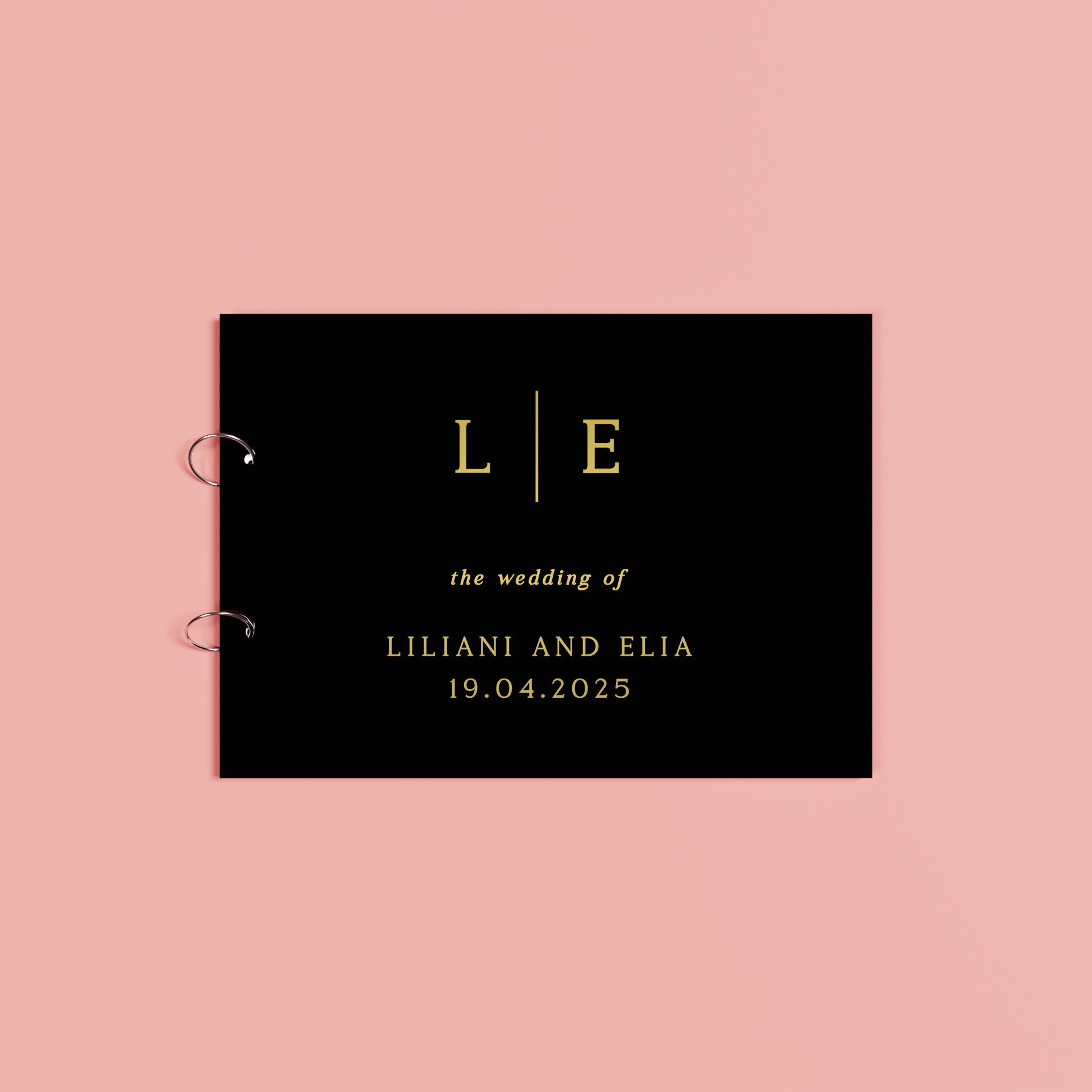 Nova personalised guest book, gold text on black acrylic | Saint Sauvant Auckland NZ