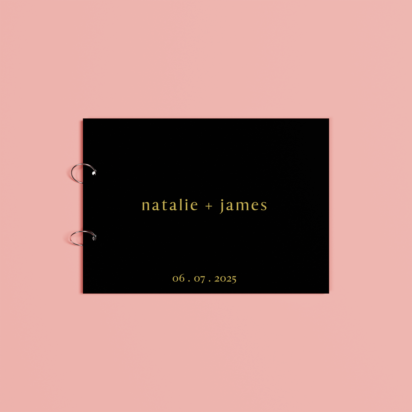 Luna personalised guest book, gold text on black acrylic | Saint Sauvant Auckland NZ