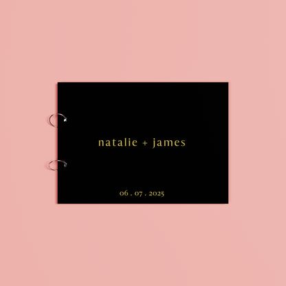 Luna personalised guest book, gold text on black acrylic | Saint Sauvant Auckland NZ
