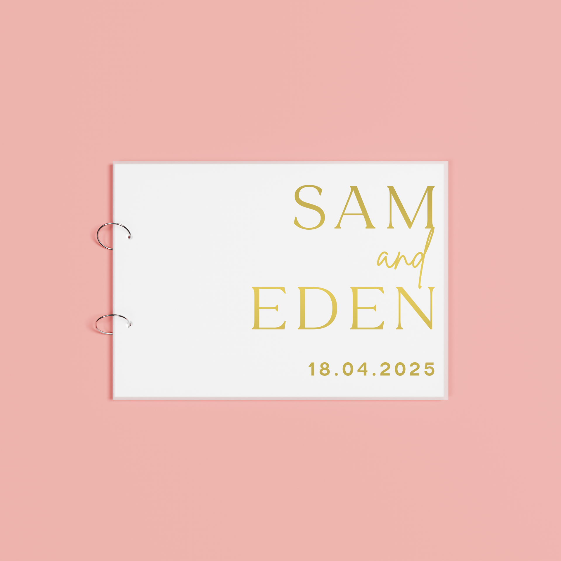 Sienna personalised guest book, gold text on frosted acrylic | Saint Sauvant Auckland NZ