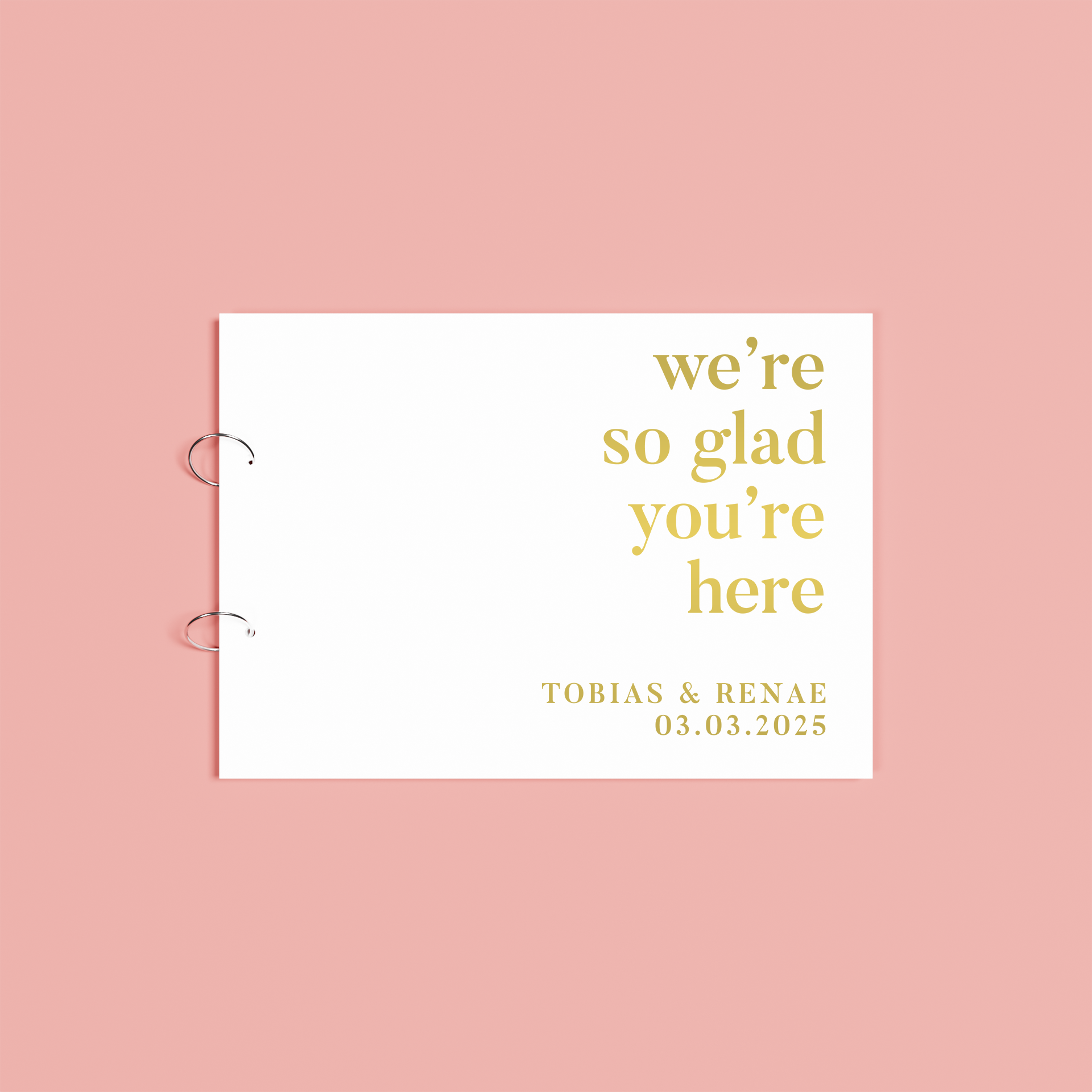 Aria personalised guest book, gold text on white acrylic | Saint Sauvant Auckland NZ
