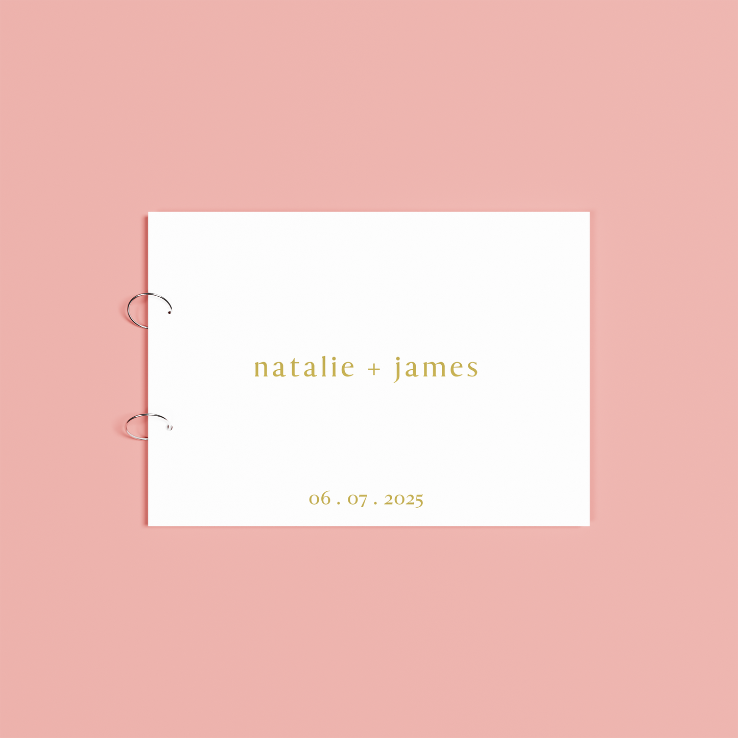 Luna personalised guest book, gold text on white acrylic | Saint Sauvant Auckland NZ