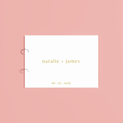 Luna personalised guest book, gold text on white acrylic | Saint Sauvant Auckland NZ