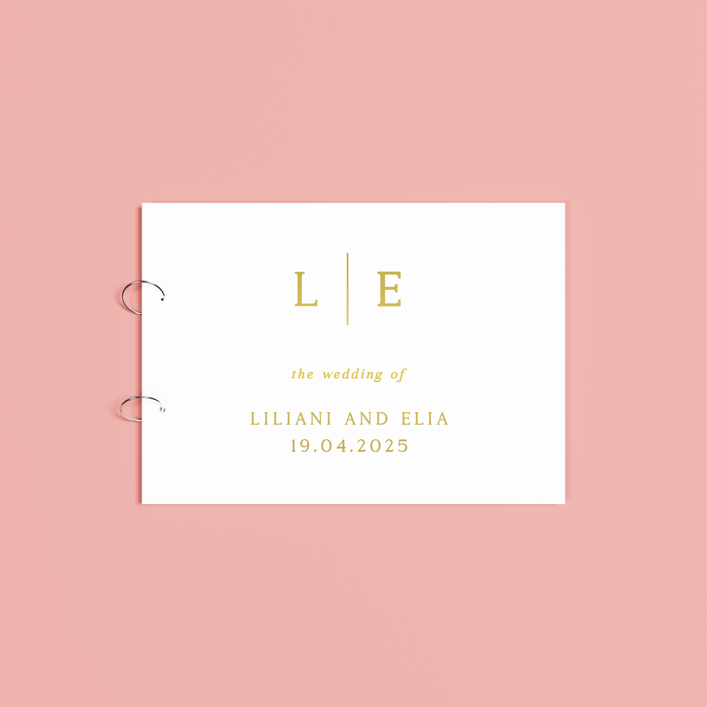 Nova personalised guest book, gold text on white acrylic | Saint Sauvant Auckland NZ