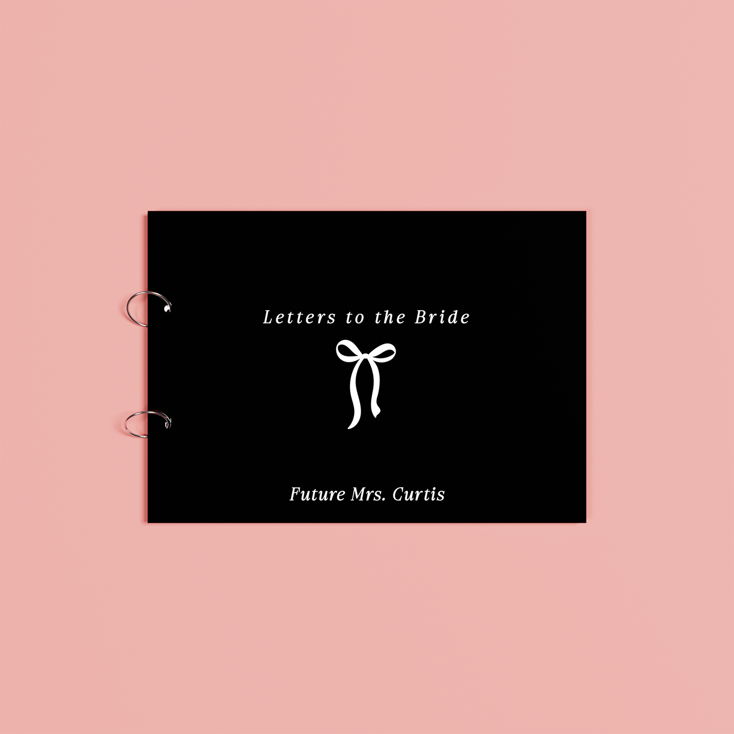 Mila personalised guest book, white text on black acrylic | Saint Sauvant Auckland NZ