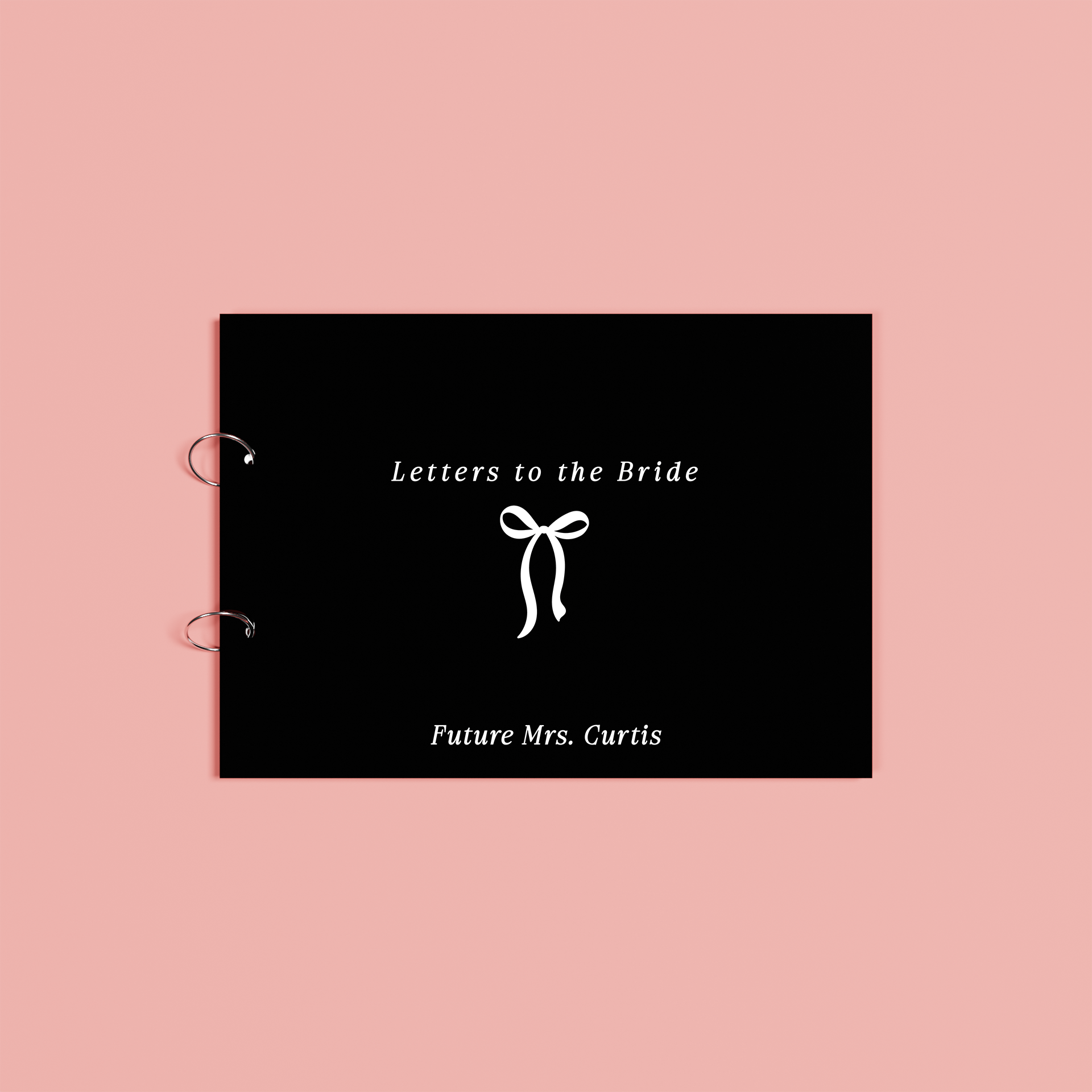 Mila personalised guest book, white text on black acrylic | Saint Sauvant Auckland NZ